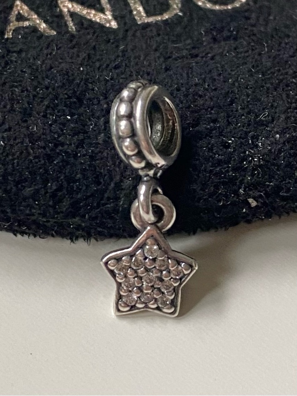 Pandora Silver Star Dangle Charm with Sparkling Accents